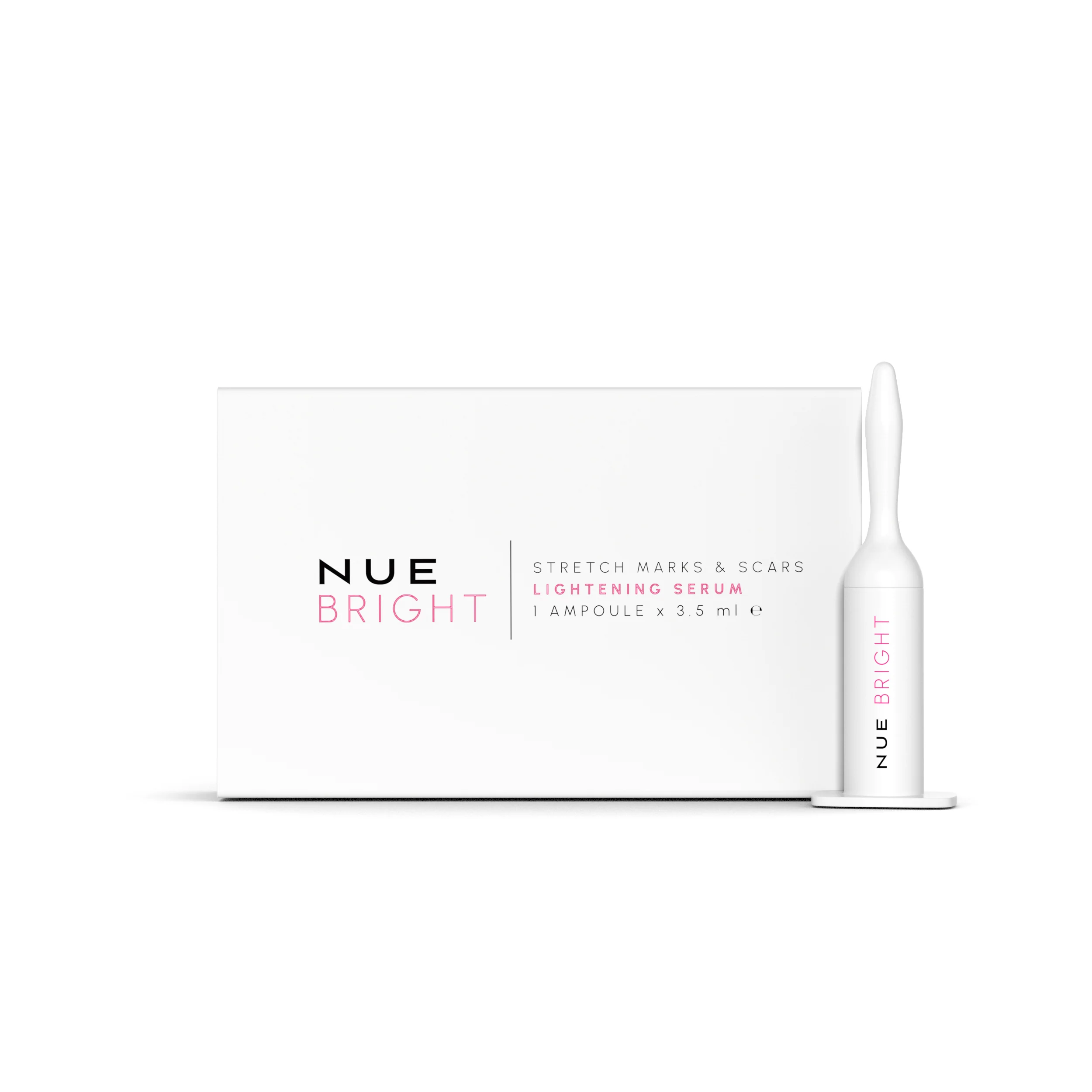 NUE BRIGHT lightening serum box and ampoule
